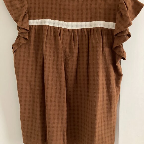 Bohme Puff-Sleeve Brown Blouse (Small) - Picture 2 of 4